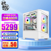 战旗 捍卫者 13代酷睿i5设计师电竞游戏台式电脑主机(i5-13400F RTX4060 8G显卡 16G DDR5 1TB固态 WiFi)