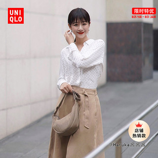 UNIQLO 优衣库 新款 女装 几何印花花式衬衫(长袖衬衣空调衫秋季新品) 463486