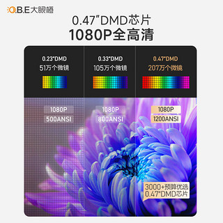 O.B.E 大眼橙 New X7D套装3 投影仪家用+100英寸菲涅尔幕布