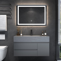 镱朗（YILANG）304不锈钢浴室柜组合 轻奢洗手洗脸盆洗漱台岩板卫浴柜防水防潮 100CM一代智能方镜款