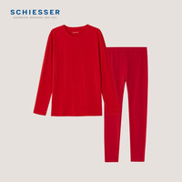 舒雅(Schiesser)男士女士保暖内衣精梳棉柔软薄绒保暖秋衣秋裤套装E5/20730W 女士21881W中国红7708 S