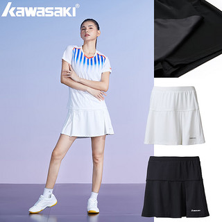 PLUS会员：KAWASAKI 川崎 羽毛球服 运动短裙女防走光半身裙 SK-K2781 白色 M