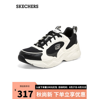 SKECHERS 斯凯奇 23春学院风情侣复古运动鞋894149 黑色/白色/BKW 42