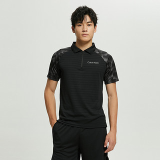 Calvin Klein CK运动夏季男几何印花拼接反光印花拉链半襟短袖POLO衫4MT2K133