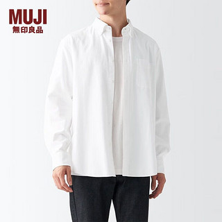 MUJI 無印良品 无印良品MUJI男式衬衫棉水洗牛津纽扣领长袖休闲百搭白色ACA01C2S