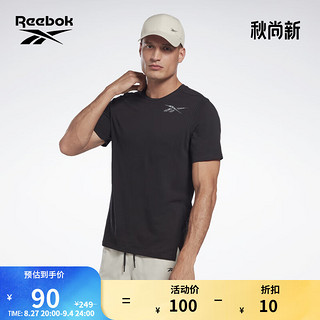 Reebok 锐步 官方男子TEE经典百搭简约修身室内健身训练黑色短袖T恤 H46603 S