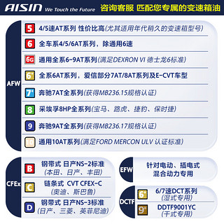 AISIN 爱信 75W90手动变速箱油MTF波箱齿轮油GL-4 1L*2新老包装随机发可混加