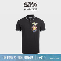 范思哲Versace Jeans Couture男装 男士印花POLO衫 黑色 L