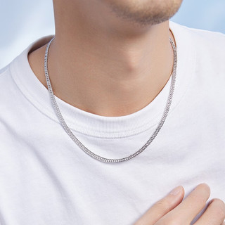周六福 ZHOU LIU FU ZLF）S925银饰项链男生设计高级感百搭男潮简约双扣车花链银饰 51cm 约15g