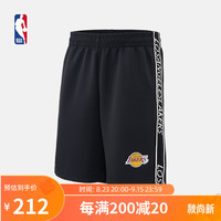 NBA ICON系列-湖人队美式7寸夏季短裤男纯棉篮球休闲运动裤 子夜黑 M