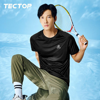 探拓（TECTOP）速干t恤男速干衣户外轻薄速干短袖女舒适弹力透气支持团购定制 男款黑色 XL