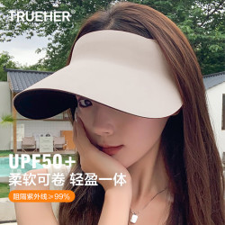TRUE HER 初荷 防晒帽女遮阳帽夏季防紫外线超轻空顶帽可折叠太阳帽子男大帽檐