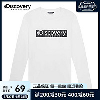 discovery expedition Discovery秋冬新品女式长袖T恤纯棉情侣潮流休闲内搭圆领打底衫