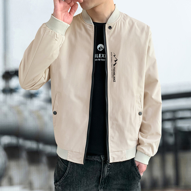 Tichilanz 泰芝郎 2023秋季新款男式夹克宽松舒适个性印花时髦休闲立领外套