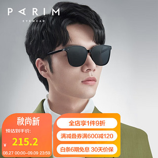 PARIM 派丽蒙 GM墨镜潮韩版眼镜太阳镜防紫外线复古眼镜 73545-B1-深灰色镜面-黑色框