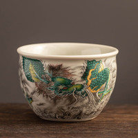 瓷牌茗茶具(cipaiming teaset)德化陶瓷主人杯茶杯会客家用小号经典古龙烤花闻香杯建盏单杯 《青龙腾云》主人杯