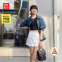 优衣库 女装 牛仔茄克水洗产品复古风夹克长款外套463690