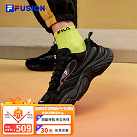 移动端、京东百亿补贴：FILA FUSION 斐乐潮牌女子街头潮流运动休闲海螺鞋女 黑/银色DBS 37.5