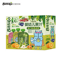 bittiko 贝爱其味 婴幼儿果汁多口味100ml*6  2西梅葡萄汁+2枇杷雪梨汁+2苹果香橙汁