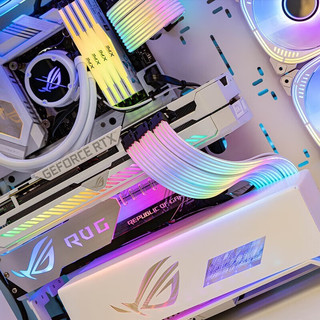 华硕 ASUSrog全家桶i7 13700 4090 磁动力白色机箱直播电竞组装电脑游戏水冷主机 信仰之眼发光装饰电源仓