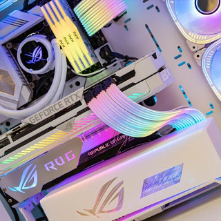 华硕 ASUSrog全家桶i7 13700 4090 磁动力白色机箱直播电竞组装电脑游戏水冷主机 信仰之眼发光装饰电源仓