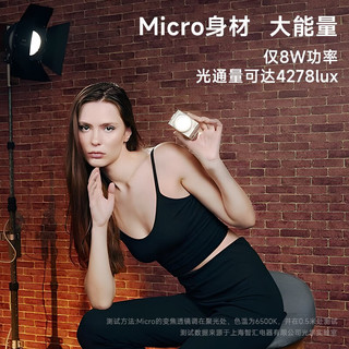 Hobolite Micro便携补光灯直播摄影灯全彩LED外拍手持常亮补光灯 咖色创享组套