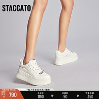 STACCATO 思加图 2023新款甜美休闲小白鞋增高厚底轻便松糕鞋女鞋C2301AM3C