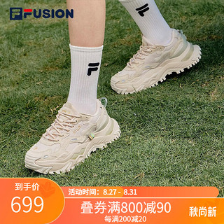 FILA 斐乐 FUSION斐乐女鞋BIANCO老爹鞋秋季新款硬糖鞋休闲鞋厚底运动鞋女 夏威夷果黄-MS 35.5