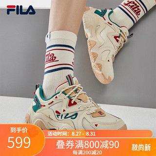 FILA 斐乐 猫爪4代老爹鞋2023春季新款女鞋复古休闲鞋运动鞋 云端-CC 38.5