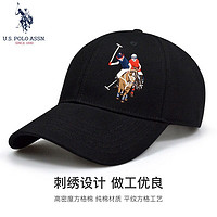 us polo assn U.S.POLO ASSN.帽子男棒球帽男女通用弯檐情侣款遮阳帽防晒时尚运动刺绣鸭舌帽子 B595133019 黑色