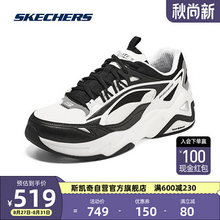 SKECHERS 斯凯奇 男鞋增高休闲鞋232426 白色/黑色/WBK 40