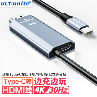 PLUS会员：ULT-unite HC-66C 供电款 Type-C转HDMI 视频线缆 2m 蓝色
