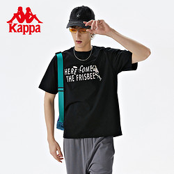 Kappa 卡帕 露营主题短袖夏男女运动T恤印花半袖宽松圆领K0DX2TD38P