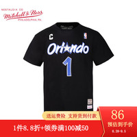 MITCHELL & NESS球员号码短袖 NBA麦迪艾弗森宽松圆领半袖 MN男女纯棉T恤上衣 麦迪-黑色2 M