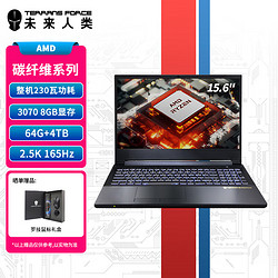 TERRANS FORCE 未来人类 AMD15.6游戏笔记本电脑(台式CPUR7-5800 RTX3070 64G 2TSSD+2T 165Hz 2.5K屏 WiFi6+ 碳纤维外观）