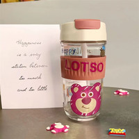 Tupperware特百惠 草莓熊双饮杯咖啡杯玻璃水杯女2022新款杯子吸管杯随行杯 胭脂-540ml+送草莓熊贴纸 -限时