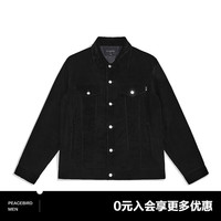 太平鸟男装 保暖夹克宽松休闲外套潮牌工装茄克合集 黑色牛仔夹克B1BCB3204 S