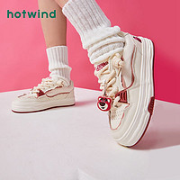 抖音超值购：hotwind 热风 迪士尼草莓熊联名板鞋女款2023新款厚底网红小白鞋H14W3396