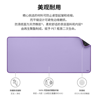 罗技DESK MAT桌垫MOUSE PAD鼠标垫加厚防泼溅个性简约纯色办公