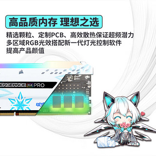 美商海盗船（USCORSAIR）64GB(32G×2)套装 DDR4 3600 台式机内存条 复仇者RGB PRO灯条 白色 ROG主板吹雪联名