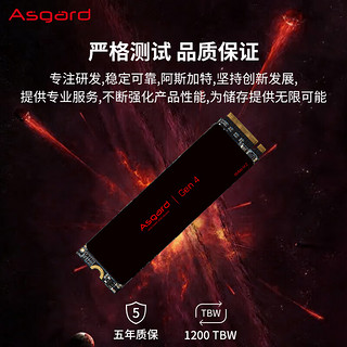 Asgard 阿斯加特 Lite 2TB SSD固态硬盘 M.2接口(NVMe协议) PCIe 4.0 读速高达5000MB/s