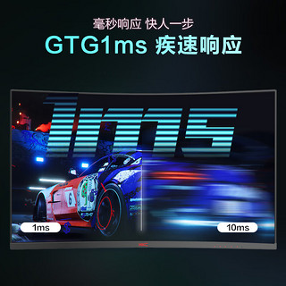 HKC 惠科 31.5英寸 2K高清240Hz 曲面1000R 电脑屏幕 GTG1ms