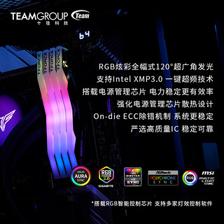 Team 十铨 科技 DELTA DDR5 6400 7200 7600 炫光RGB台式机内存条海力士A-die 白色 7600MHz 16G