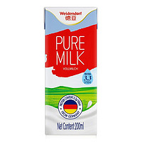 88VIP：Weidendorf 德亚 德国德亚全脂纯牛奶200ml*3盒儿童高钙早餐奶