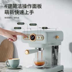 PETRUS 柏翠 咖啡机半自动家用复古意式小型办公室浓缩奶泡一体机 PE3322 浅绿色 浅绿色