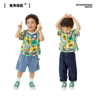 gxgkids童装儿童短袖t恤宝宝夏装全棉男小童半袖上衣纯棉满印女童