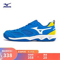 美津浓（MIZUNO）男女强支撑包裹鞋面入门训练排球鞋DYNABLITZ 47/蓝色/荧光黄 42