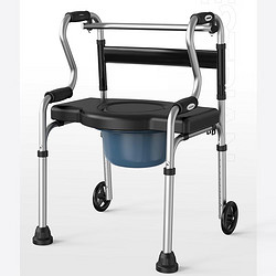 吉乐佳 7306老人助行器残疾人康复带坐便带轮铝合金助行助步器可8档调节可折叠