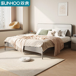 SUNHOO 双虎-全屋家具 双虎现代简约板式床储物床23105实木排骨床1.5米+23302A床垫+床头柜*1