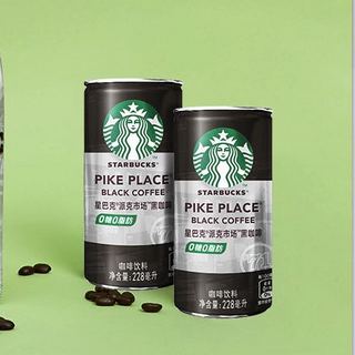 STARBUCKS 星巴克 派克市场 黑咖啡228ml*6罐 0糖0脂即饮咖啡